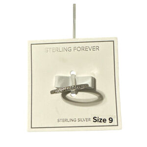 Sterling Forever Cubic Zirconia Wedding Band Women's Ring Size 9 Silver New